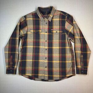 Orvis Mens Heavyweight Flannel Button Up Shirt Jacket Shacket Plaid Pockets XL